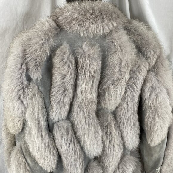 Vintage GRAY FOX FUR & SUEDE LEATHER JACKET Coat size Small Mob Wife 70s 80s - Picture 5 of 16